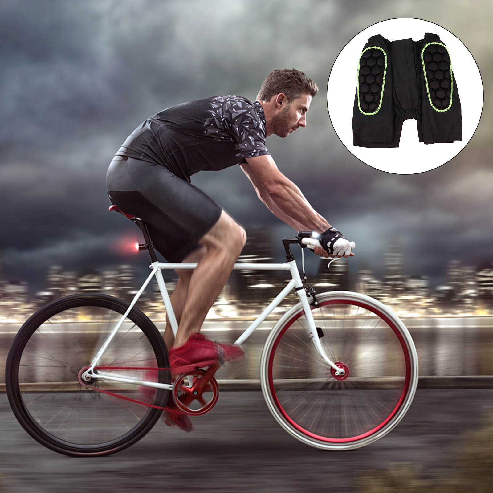 Mountain Biking Pads - Atmungsaktive Herren-Rennrad-Downhill-Shorts mit gepolsterter Hüft-EVA-Polsterung, Mountainbike-,
