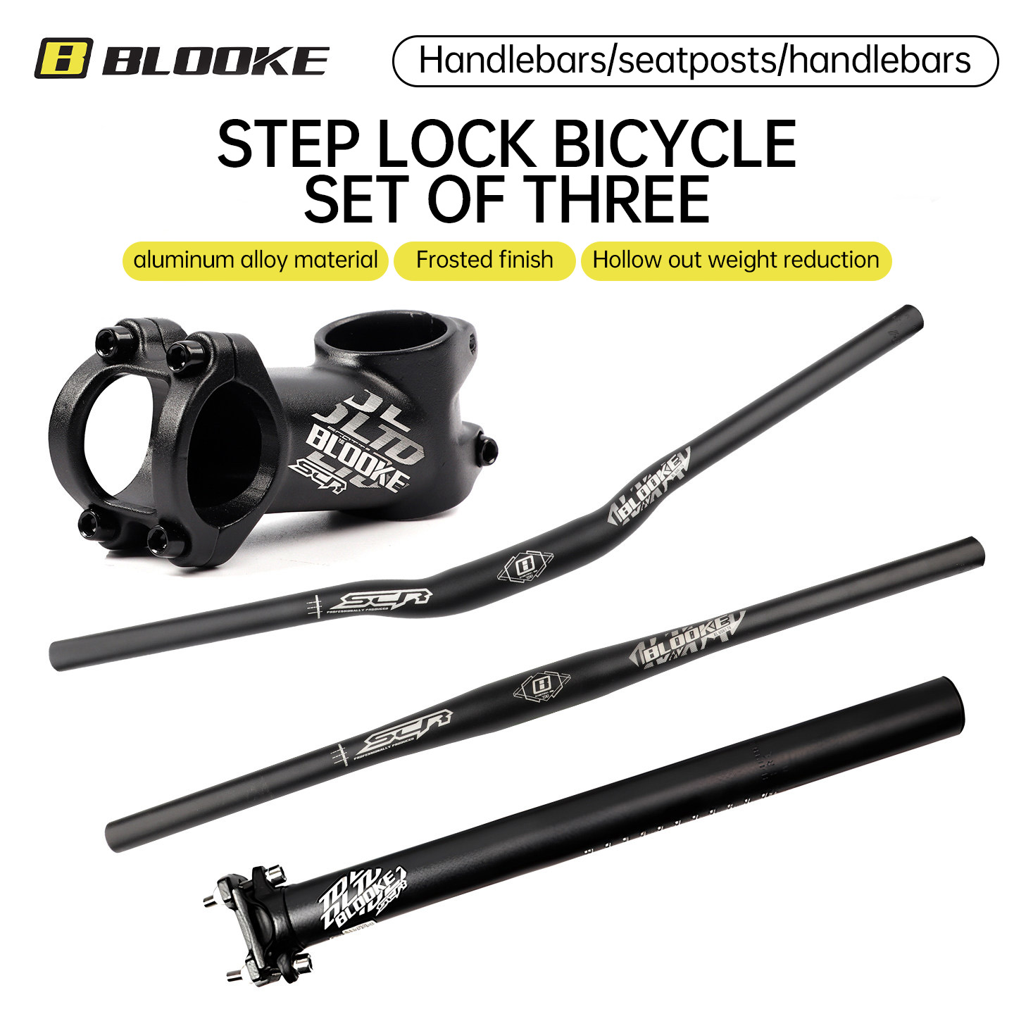 Mountain Biking Experience - BLOOKE Mountainbike-Lenker, Vorbau und Sattelstützen-Set, erhöhte
